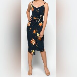 Nine Britton Floral Midi Dress - Navy and Orange